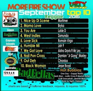 love jump riddim more fire show top 10 september 2016 - unity sound